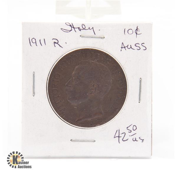 1911 R ITALY 10 CENTS COIN