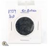 Image 1 : 1729 GREAT BRITAIN 1/2 PENNY COIN