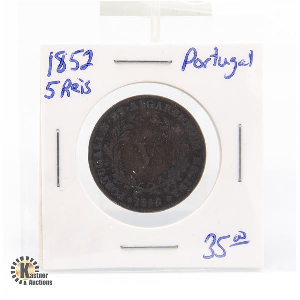1852 PORTUGAL 5 REIS COIN