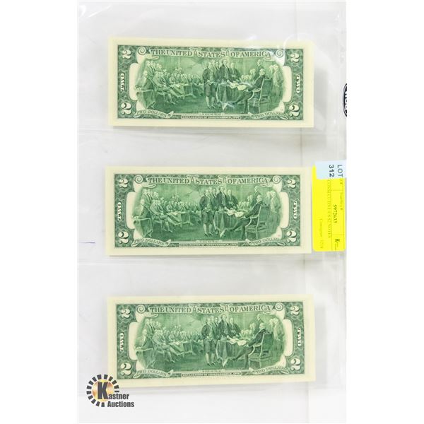 2 CONSECUTIVE US $2 NOTES