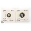 Image 1 : 1999 5 AND 10 CENT 92.5% SILVER FROM PROOF SET