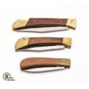 Image 1 : 3 FOLDING KNIVES STAINLESS STEEL PAKISTAN WOOD/