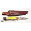 Image 1 : DUCKS UNLIMITED 3.5 INCH BLADE WITH LEATHER SHEATH