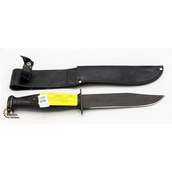 6 INCH KABAR #1209 KNIFE W/BLACK LEATHER SHEATH