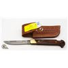 Image 1 : 4 INCH KABAR FOLDING KNIFE 1179 USA TOOLED LEATHER