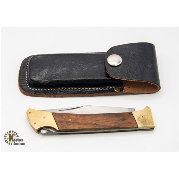 5 INCH FOLDING KNIFE PAKISTAN LEATHER SHEATH