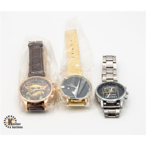 LOT OF 3 NEW WATCHES, JACK DANIELS & MORE