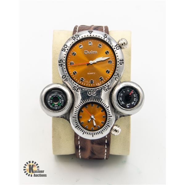 OULM OVERSIZED WATCH W/ COMPASS & THERMOMETER
