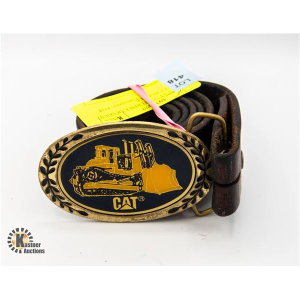VINTAGE CAT / CATERPILLAR SOLID BRASS BELT BUCKLE