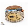 Image 1 : VINTAGE WESTERN LEATHER BELT & BUCKLE, SIZE 40