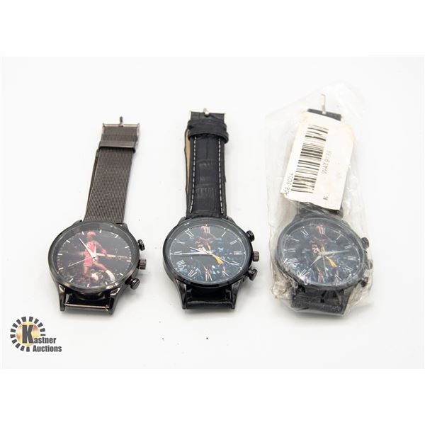 LOT OF 3 BASKETBALL THEMED WATCHES, W/ MICHAEL