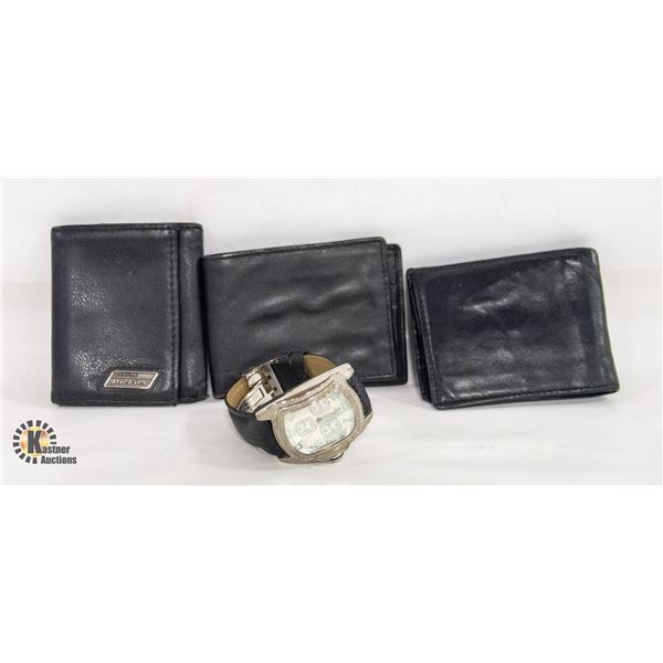 TECHNO MASTER MEN'S WATCH AND 3 GENUINE LEATHER