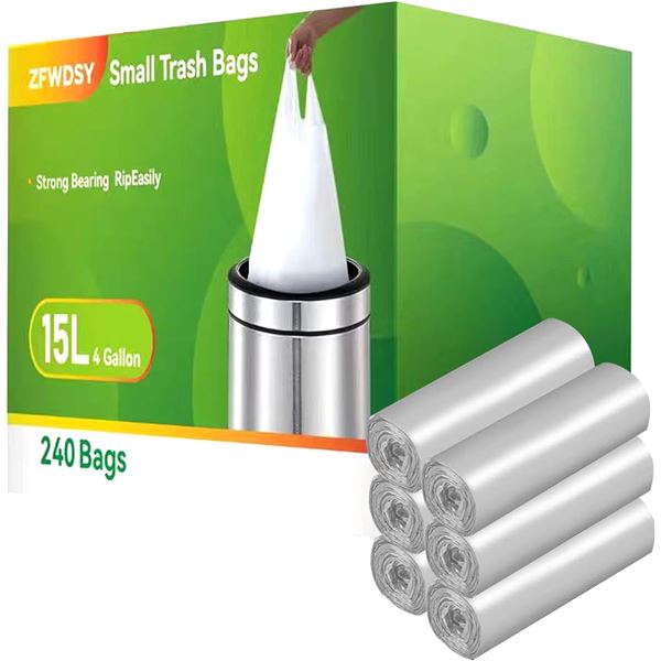BRAND NEW ZFWDSY SMALL TRASH BAGS 15L X 240 BAGS