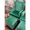 Image 1 : GREEN VELVET HIGH BACK ARM CHAIR WITH MATCHING