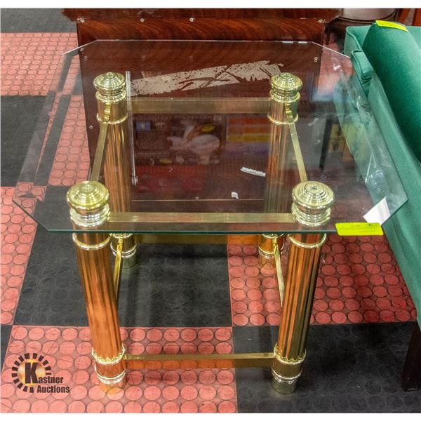 GLASS TOP SIDE TABLE 24" X 24" X 20"