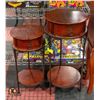 Image 1 : 2 SMALL ROUND TABLES W/DRAWERS 13 X 28" & 11 X 23"