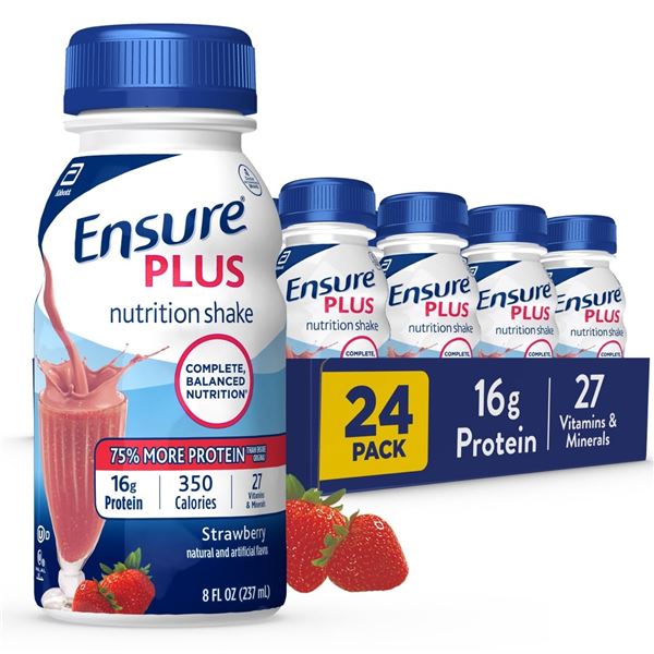 NEW CASE OF 24 ENSURE PLUS CALORIES STRAWBERRY
