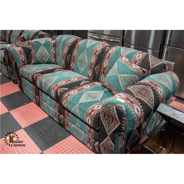 NAVAJO STYLE PRINT FABRIC 3-SEAT SOFA