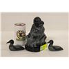 Image 1 : SOAPSTONE SCULPTURES 2 LOONS + INUIT GIRL WITH DOG