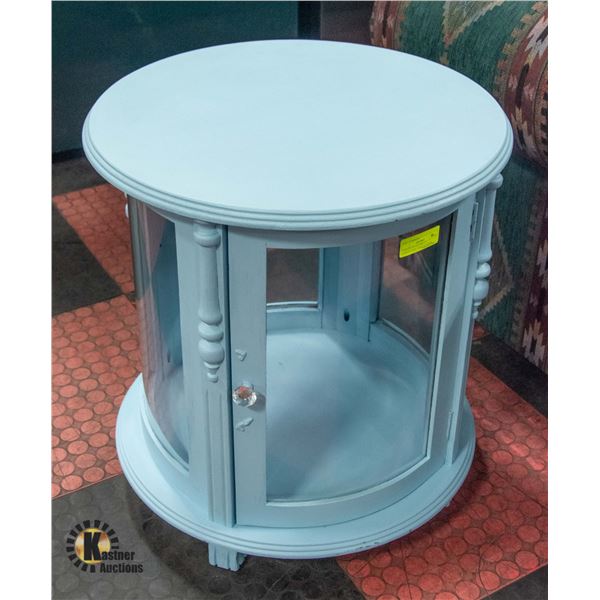 CURVED GLASS DISPLAY CABINET/SIDE TABLE 24" HIGH