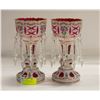 Image 1 : PAIR OF OLD BOHEMIAN CRANBERRY MANTLE LUSTERS