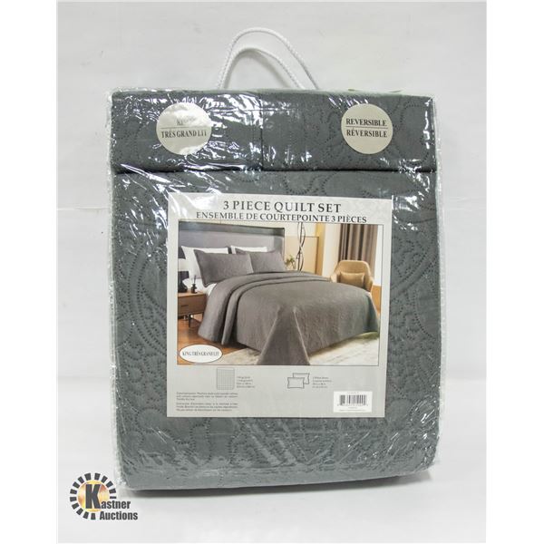 NEW KING 3 PC QUILT SET