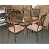 Image 1 : ROUND GLASS TOP PATIO TABLE - HEAVY CAST AND STONE