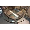 Image 3 : ROUND GLASS TOP PATIO TABLE - HEAVY CAST AND STONE