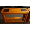 Image 1 : ORANGE SHELLAC SOLID WOOD GLASS TOP SIDE TABLE