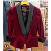 Image 1 : WOMEN'S VELVET DINNER JACKET BURGUNDY WITH BLACK