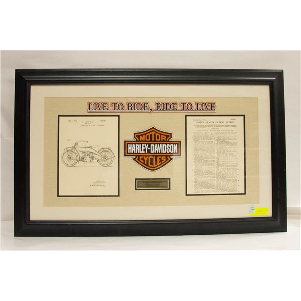 HARLEY-DAVIDSON FRAMED WALL HANGING 36 INCHES X