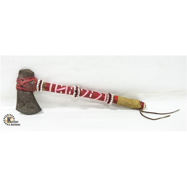 NATIVE AMERICAN STONE BEADED TOMAHAWK DECOR PIECE