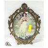Image 1 : FRAMED ANTIQUE BUBBLE GLASS PICTURE PINK GIRL