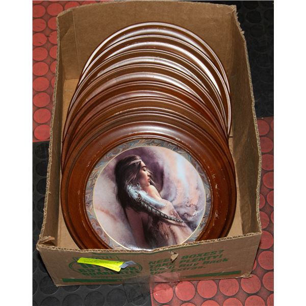 BOX W/ 7 VINTAGE ABORIGINAL WALL PLATES