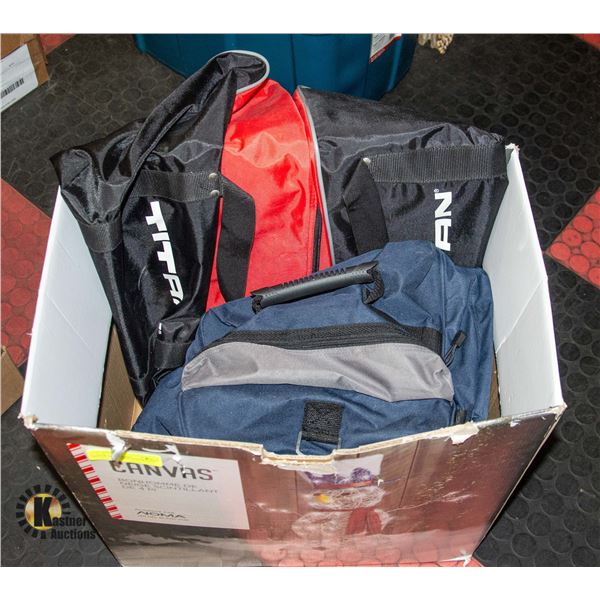 BOX OF TWO LARGE DUFFLE BAGS