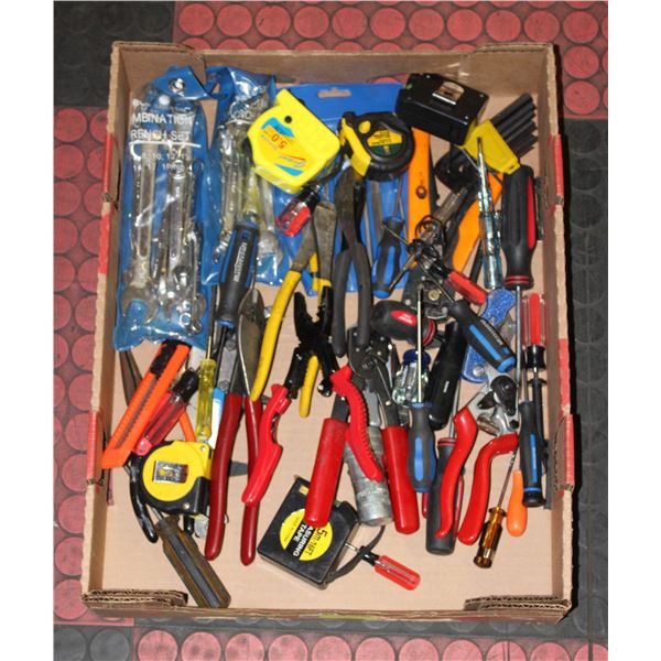 LOT OF WRENCHES, PLYERS, & TOOLS
