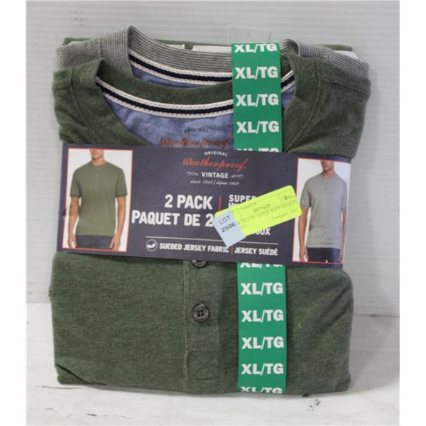 PACK OF 2 MENS XL SUPER SOFT HENLEY SHIRTS