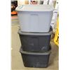 Image 1 : THREE 68L STORAGE TOTES WITH LIDS