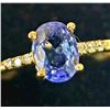 Image 1 : 10K Yellow Gold 2.1G Sapphire 1Ct Diamond 0.05Ct Ring (~Size 6.5)(Ring is resizable for $40), Made i