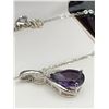 Image 2 : Pear Cut Amethyst Tear Drop Solitaire Pendant & Chain SIlver Gift Set