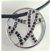 Image 1 : Silver Diamond And Black Cz With Leather Necklace, Suggested Retail Value $80