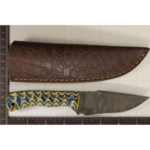 DAMASCUS STEEL HANDMADE HUNTNG KNIFE. 7 5/8" IN