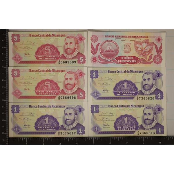 6 BANK OF NICARAGUA CU BILLS: 3-1 CORDOBA & 3-