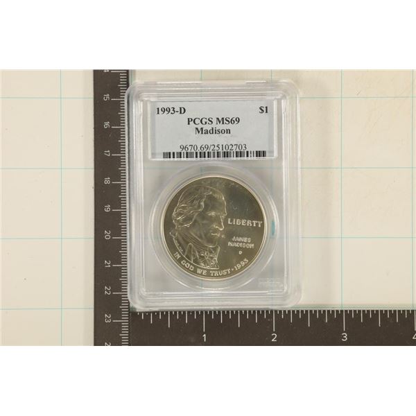 1993-D US SILVER DOLLAR JAMES MADISON PCGS MS69