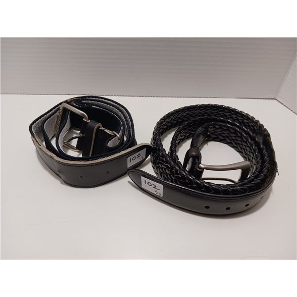 Two Belts, Leather Braided & Strechy  *Approximate* 46-44"L