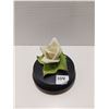 Image 1 : Porcelain Rose Flower, Musical Stand, Song: Love Me Tender *Approximate* 4"D 4"H