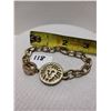 Image 1 : Vintage Anne Klein, Cutout Lion Charm Chain Toggle, Bracelet 8 Inch Round, Gold Tone