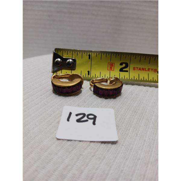 Dorlan Amethyst Diamante Hoop Earrings, Gold Tone