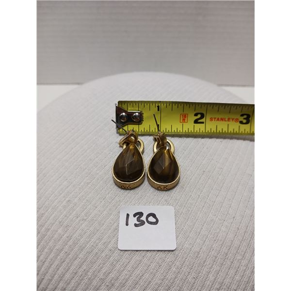 Ak Tiger Eye Diamante Pendant Earrings, Gold Tone