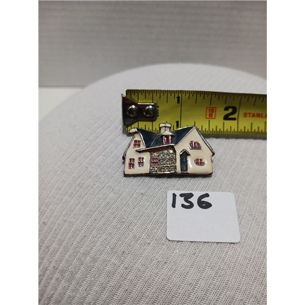 Vintage 1950S House Enamel DiamantÃ© Brooc, Gold Tone